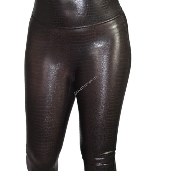Spanx Croc Leggings Brown Faux Leather High Waist Shaping Slimming Size Small - Picture 4 of 12